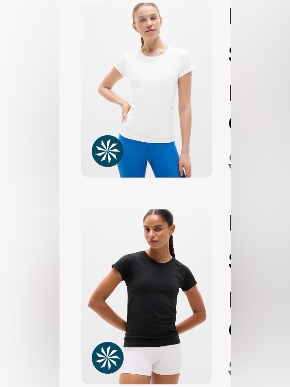 NWT Two Athleta Momentum Flex Tees. One Black / One White Size M